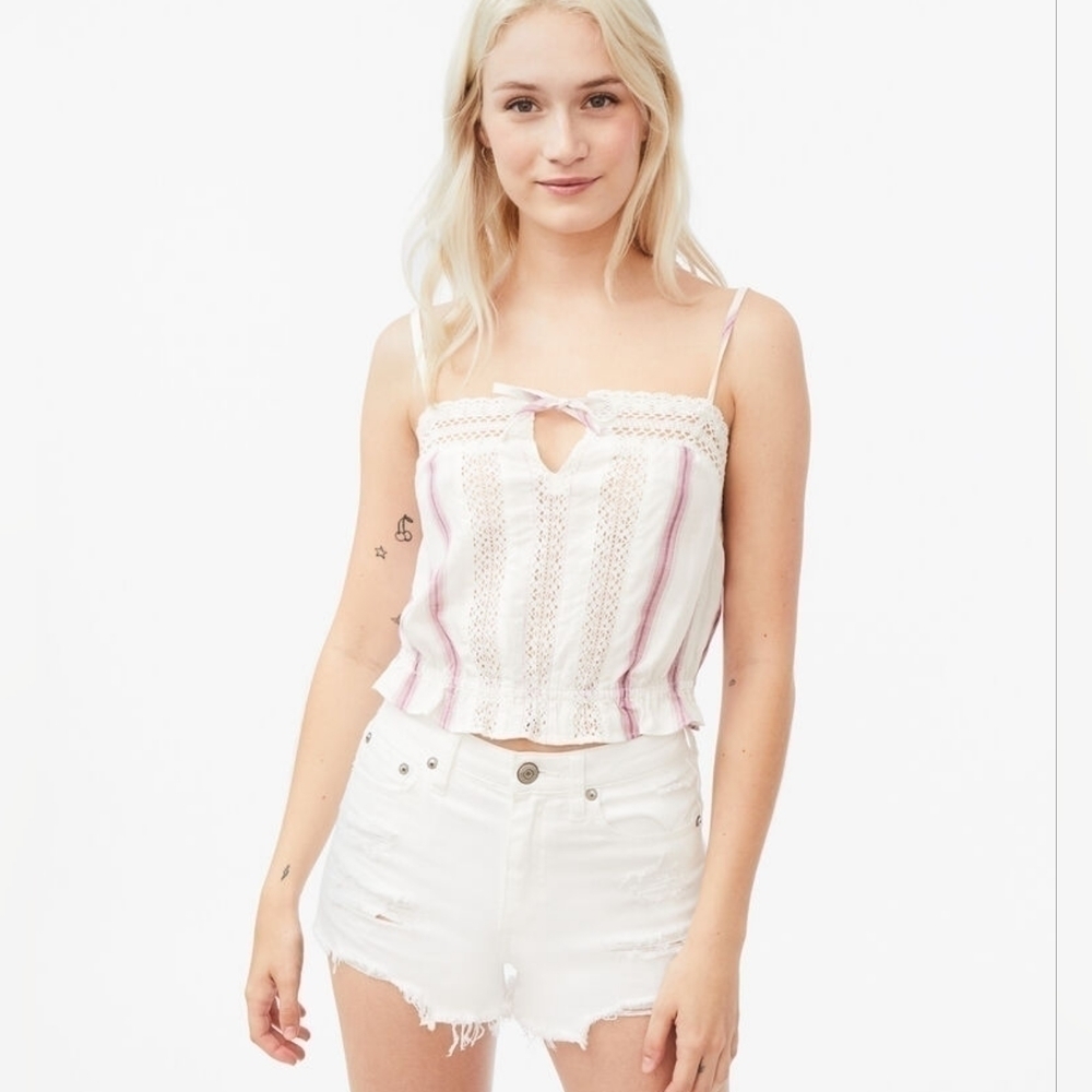 AEROPOSTALE Stripe Crocheted Bubble Top Size XS New‎ With Tags